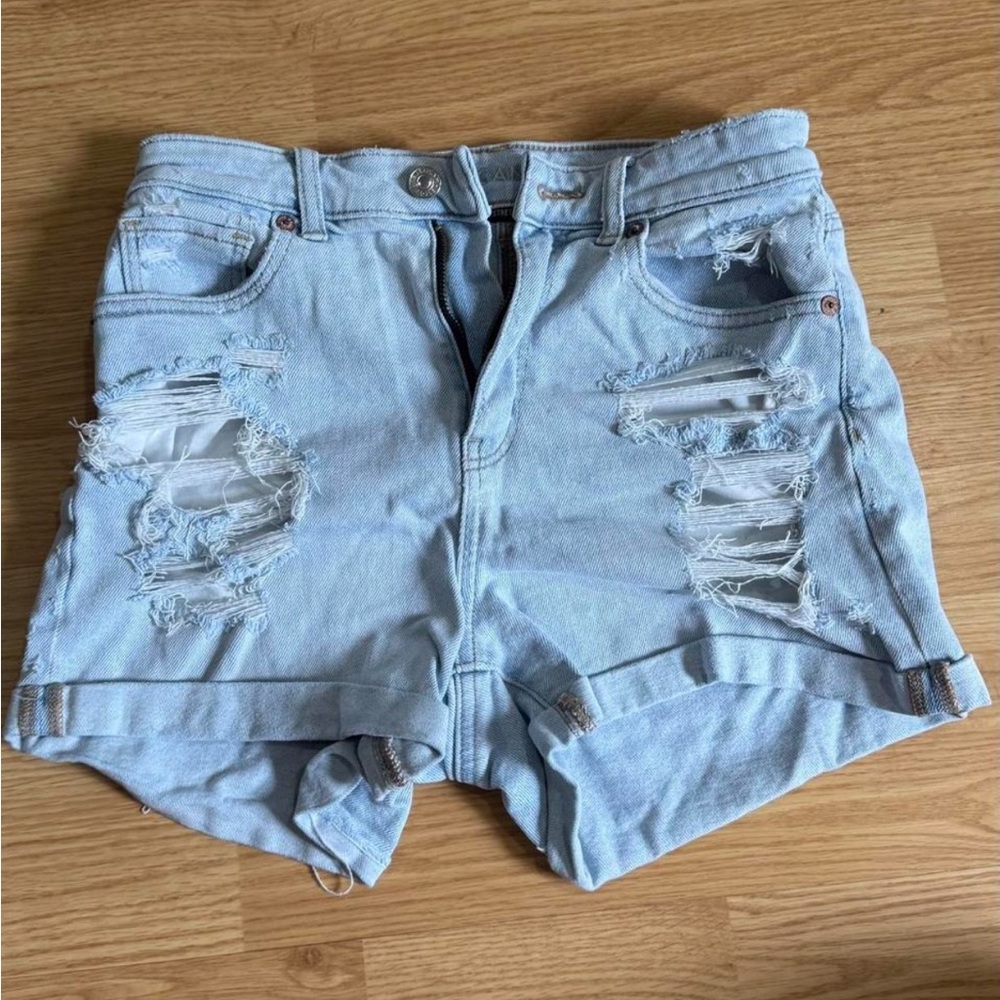 American Eagle Outfitters Blue Distressed Jean Shorts